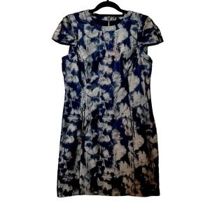 Michael Michael Kors Skyline Blue & White Fully Lined Capped Sleeve Dress Sz.10